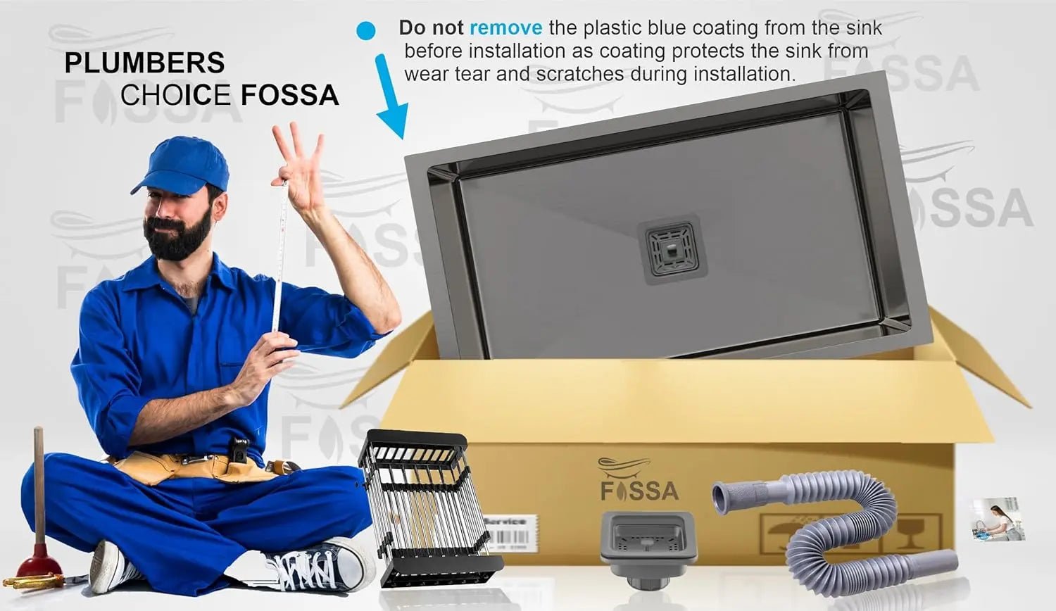 Fossa 27"x18"x10" Inch Single Bowl 304 Grade Stainless Steel Handmade Kitchen Sink-3