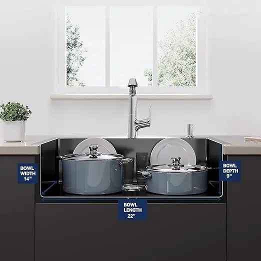 Fossa 24"x18"x10" Inch Single Bowl With Tap Hole Premium Stainless Steel Handmade Kitchen Sink (Matte Finish) Black-4