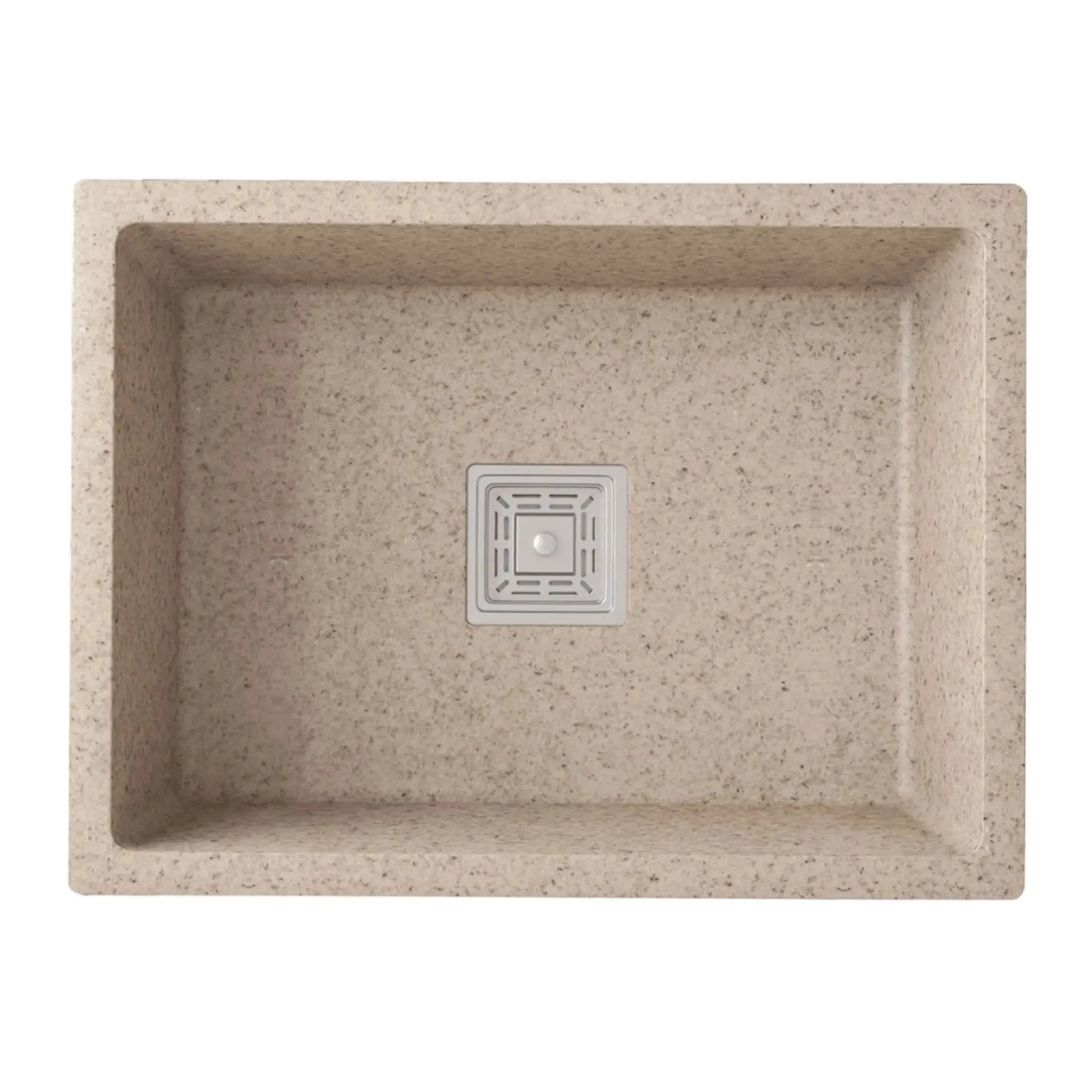 Fossa 24"x18"x9" inch Quartz Single Bowl Sand Choco  Kitchen Sink-0