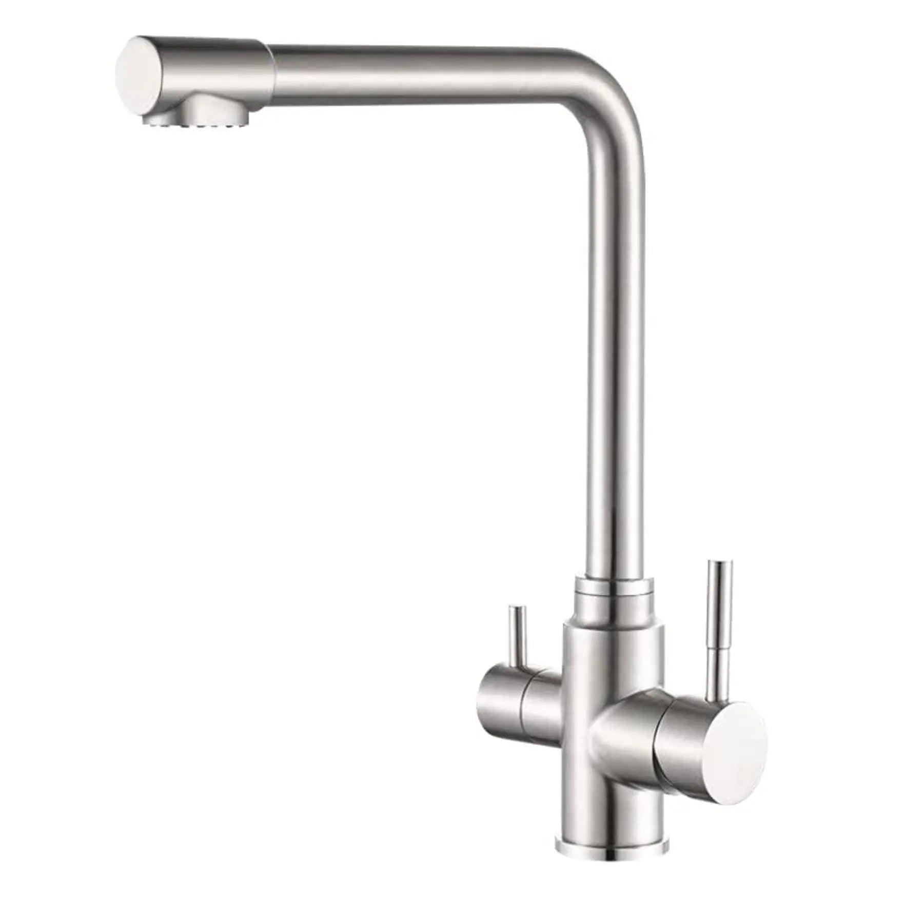 Fossa 3 Way Kitchen Mixer Taps with Drinking Water Filter Tap, Solid Stainless Steel Dual Handle Cold and Hot Water Kitchen Mixer ( Silver )-0