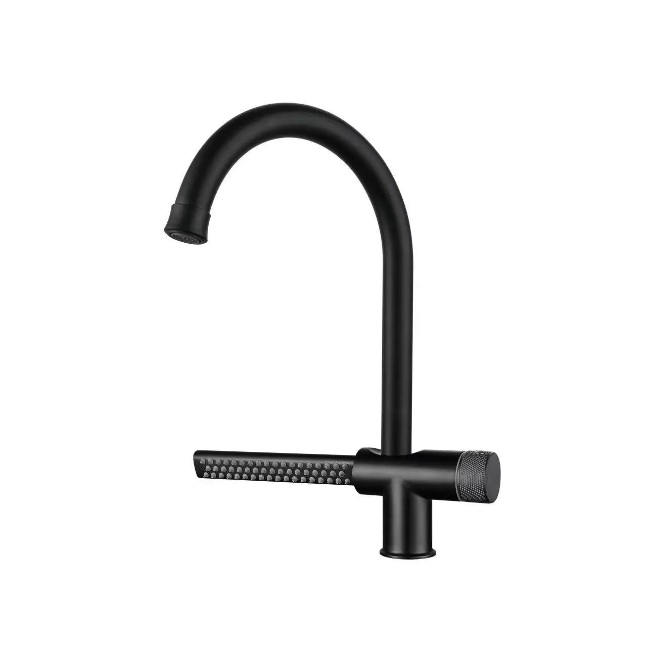 Fossa Kitchen faucets with Waterfall Shower Stainless Steel Single Hole Hot and Cold Water Swivel Pull Down Kitchen Faucet-Grey Black-0