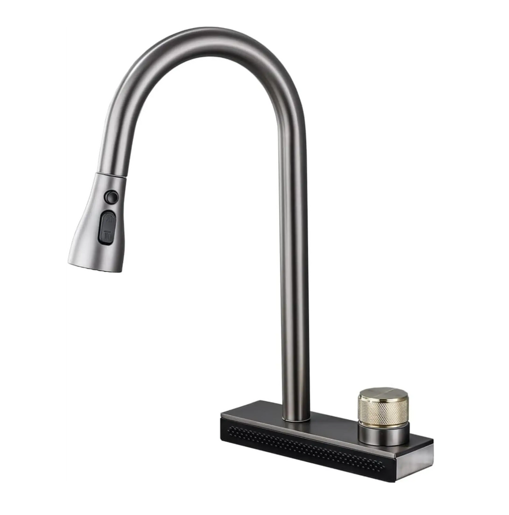 Wainfall Kitchen Sink Faucet Pull Out Four Water Outlet Modes Cold and Hot Can Rotate TAP ( Grey )-0