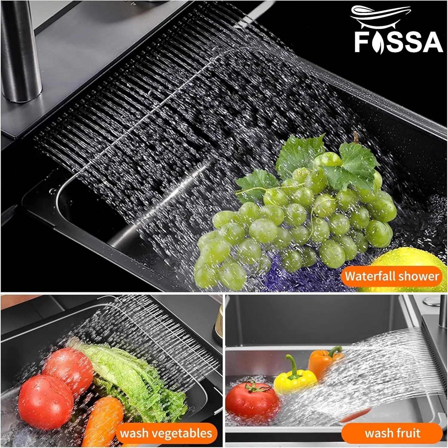 Fossa 37"x18"x10" inch Single Bowl Premium Stainless Steel Water Fall Kitchen Sink-1